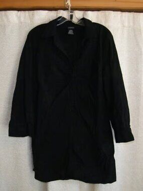 Ladies Stretch Black Long Sleeve Blouse with Metallic Thread accent XL
